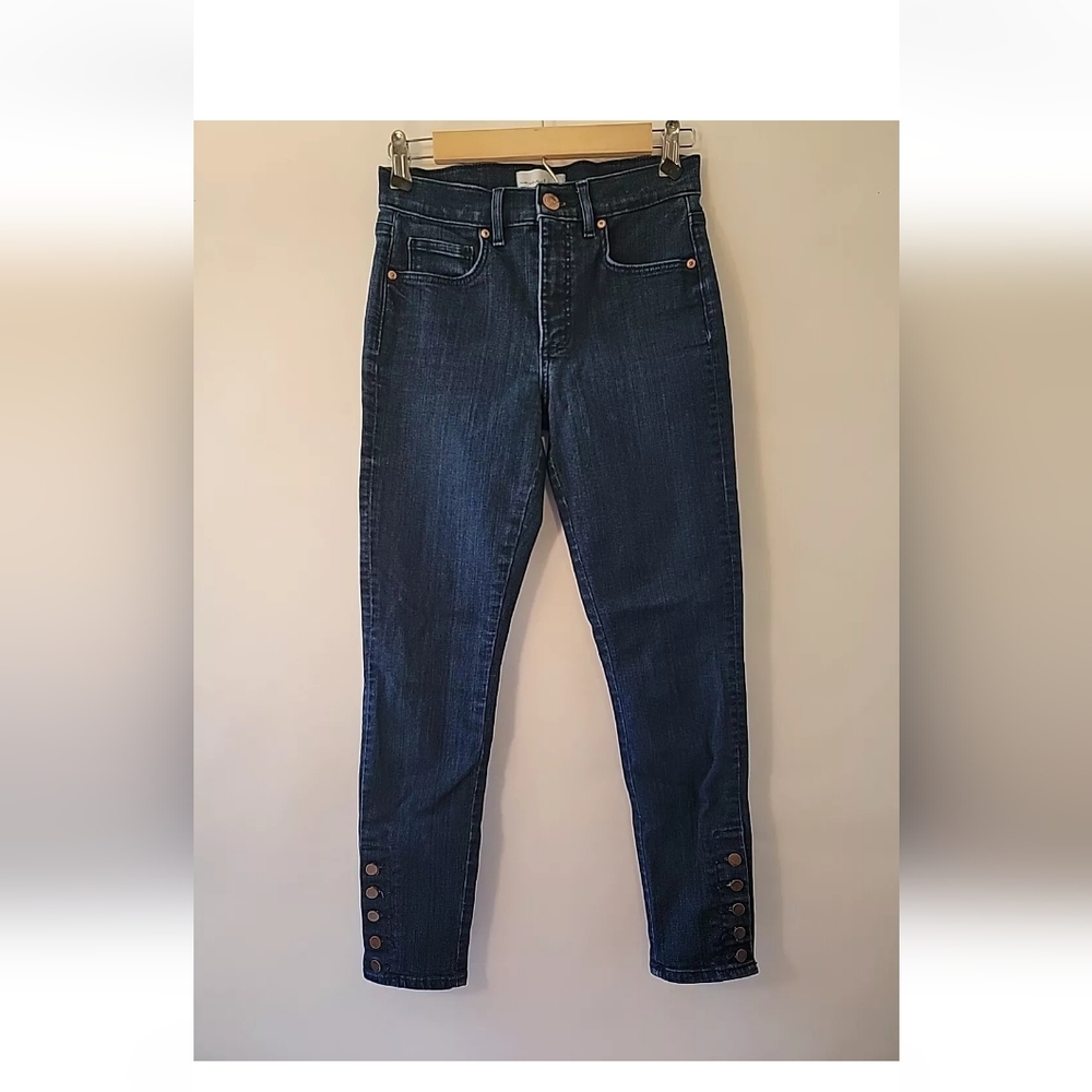 Loft Jeans Womens Modern High Waist Skinny Button Ankle Blue Denim Size 26 / 2